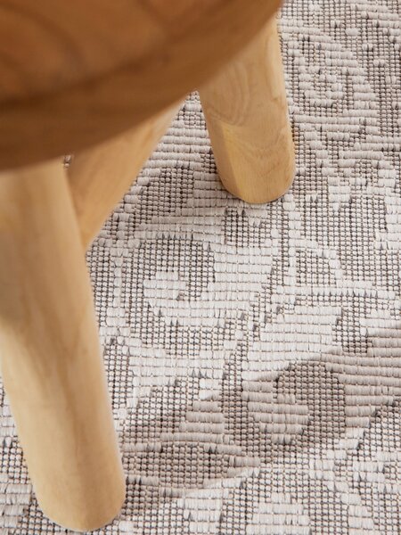 NORTHRUGS, Kusový koberec Duet Rosel 106251 White/Gray kruh - na ven i na doma, 160x160 (průměr) kruh, šedá, chodba / předsíň