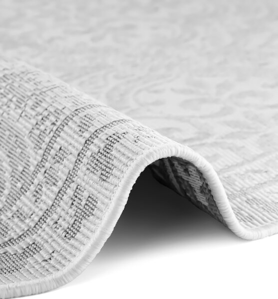 NORTHRUGS, Kusový koberec Duet Rosel 106251 White/Gray kruh - na ven i na doma, 160x160 (průměr) kruh, šedá, chodba / předsíň