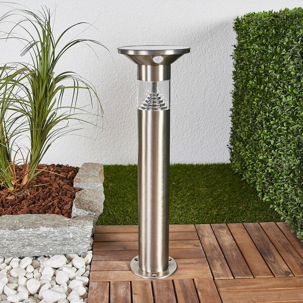 Lindby LED podstavné svítidlo Jalisa, 54 cm, solární, senzorové, Hliník / šedá / zinek, Nerezová ocel, Moderní, Solární lampy