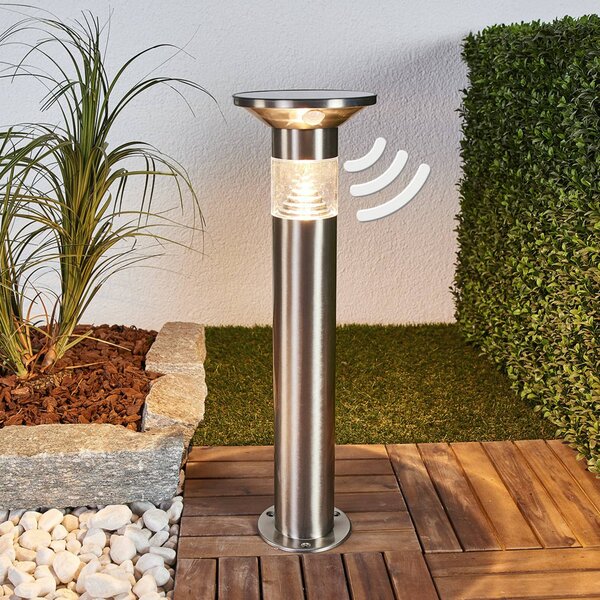 Lindby LED podstavné svítidlo Jalisa, 54 cm, solární, senzorové, Hliník / šedá / zinek, Nerezová ocel, Moderní, Solární lampy