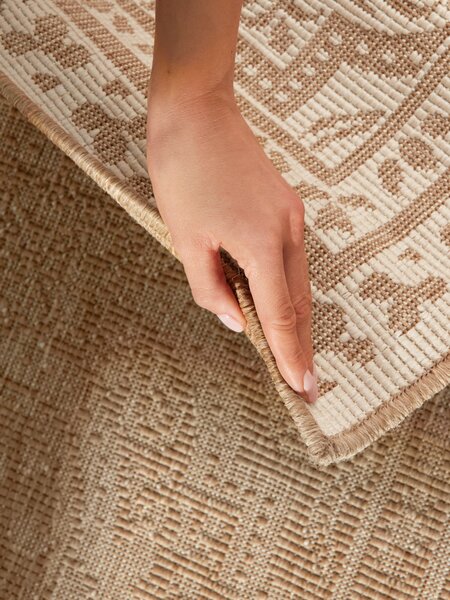 NORTHRUGS, Kusový koberec Duet Rosel 106252 Beige/White - na ven i na doma, 120x170, béžová, chodba / předsíň