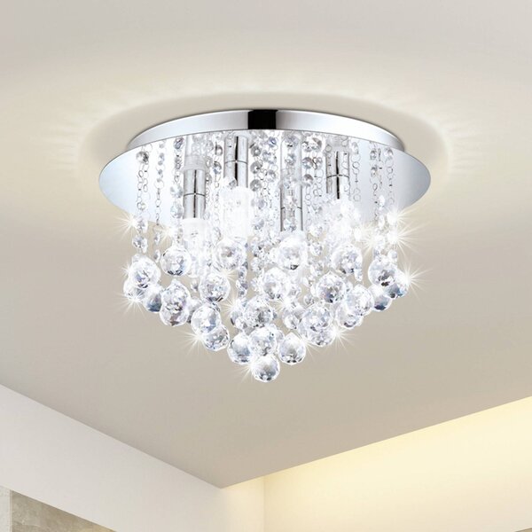 EGLO Stropní svítidlo Almonte LED se závěsem, 35 cm, Chrom / stříbro, Obývací pokoj / jídelna, Křišťál