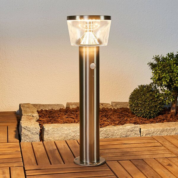 Lindby LED solární podstavné světlo Antje, detektor pohybu, IP44, Hliník / šedá / zinek, Nerezová ocel, Moderní, Solární lampy