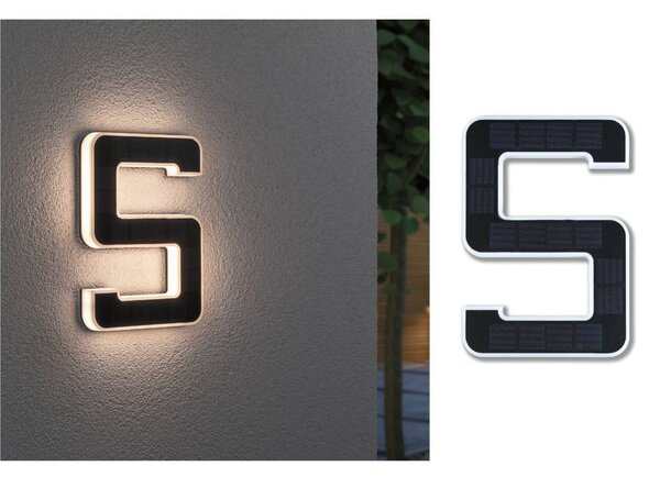 Paulmann LED solární číslo domu 5, Černá, Plast, Moderní