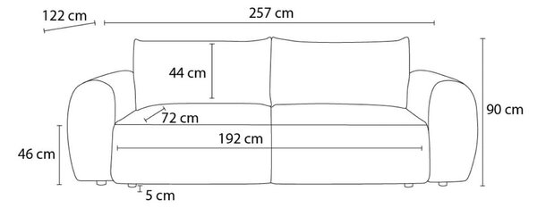 Krémová manšestrová rozkládací pohovka 257 cm Lucien – Bobochic Paris