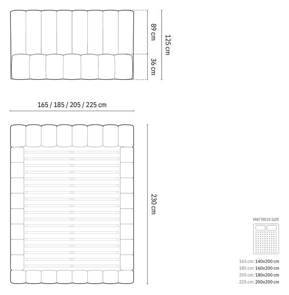 Krémová čalouněná dvoulůžková postel s úložným prostorem a roštem 180x200 cm Kelp – Micadoni Home