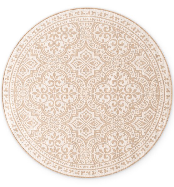 NORTHRUGS, Kusový koberec Duet Rosel 106252 Beige/White kruh - na ven i na doma, 160x160 (průměr) kruh, béžová, chodba / předsíň