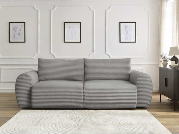 Tmavě šedá manšestrová rozkládací pohovka 257 cm Lucien – Bobochic Paris