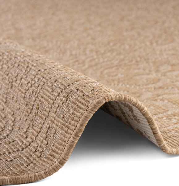 NORTHRUGS, Kusový koberec Duet Rosel 106252 Beige/White kruh - na ven i na doma, 160x160 (průměr) kruh, béžová, chodba / předsíň