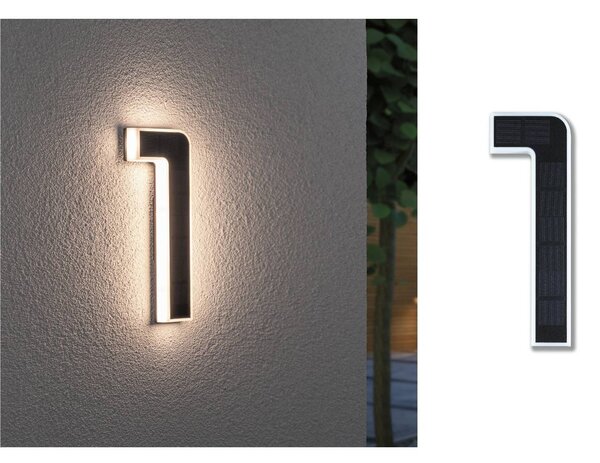 Paulmann LED solární číslo domu 1, Černá, Plast, Moderní