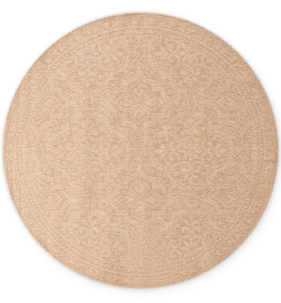NORTHRUGS, Kusový koberec Duet Rosel 106252 Beige/White kruh - na ven i na doma, 160x160 (průměr) kruh, béžová, chodba / předsíň
