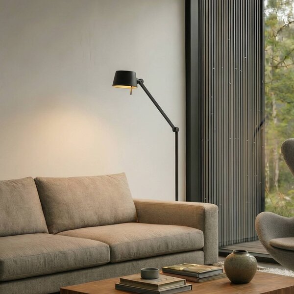 Lucande stojací lampa Silka, výška 173 cm, černá, kov, Černá, Pracovna / kancelář, kov, Moderní