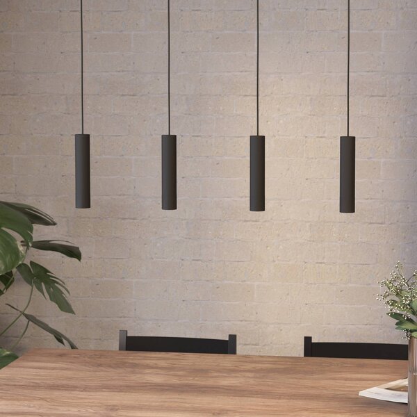 EGLO Závěsné svítidlo LED Almudaina, černé, délka 84 cm, 4 světla,, stmívatelný, Černá, Obývací pokoj / jídelna, kov, Moderní