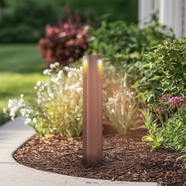 Lucande LED světlo na cestu Raiku, rezavá barva, hliník, 65 cm, Hnědá / rez, Hliník, Moderní