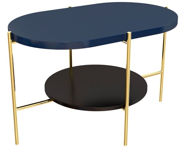 Modrý konferenční stolek Skandica Arena se zlatou podnoží 80 x 50 cm