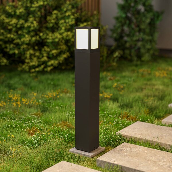 Deko-Light Světlo na cestu Facado II, výška 65 cm, hranaté, tmavě šedé/opálové, stmívatelný, Hliník / šedá / zinek, Hliník