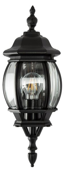 K.S. Verlichting Venkovní nástěnná lampa Andrew z křišťálového skla stojící v černé barvě, stmívatelný, Černá, Hliník, Venkovský / rustikální