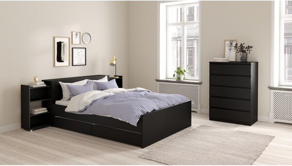 Černé šuplíky pod postel v sadě 2 ks 90x190/140x190 cm Naia – Tvilum