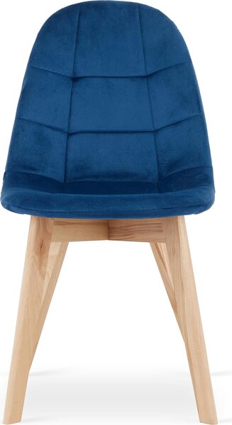 Židle SORANO tmavě modrá velur dřevěné nohy buk 6 kusů do obývacího pokoje, kuchyně, ložnice, rozměry 45x82x54 cm, nosnost do 110 kg