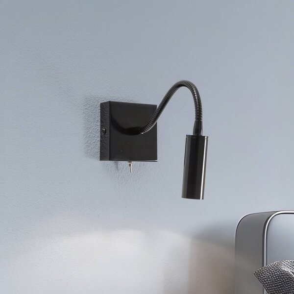 Argon Nástěnná lampa Ojos, černá, na čtení, nastavitelná, 33 cm, G9, Černá, Ložnice, kov, Moderní