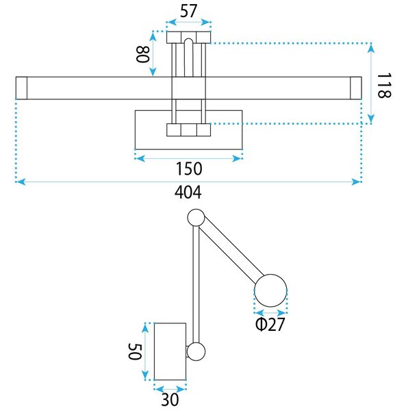 Toolight Toolight, LED nástěnné svítidlo 40cm, 9W, 4000K, 1000lm, APP1899-1W, zlatá matná, OSW-66054