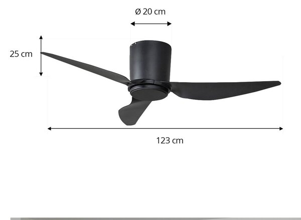 Lindby Stropní ventilátor Aulo, černý, DC, tichý, Ø 123 cm, Černá, Obývací pokoj / jídelna, kov, Moderní