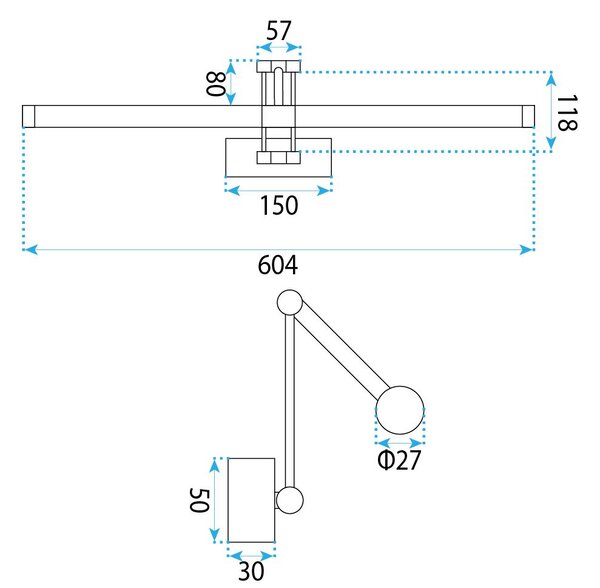 Toolight Toolight, LED nástěnné svítidlo 60cm, 13W, 4000K, 1000lm, APP1900-1W, zlatá matná, OSW-66055