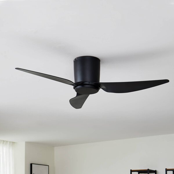Lindby Stropní ventilátor Aulo, černý, DC, tichý, Ø 123 cm, Černá, Obývací pokoj / jídelna, kov, Moderní