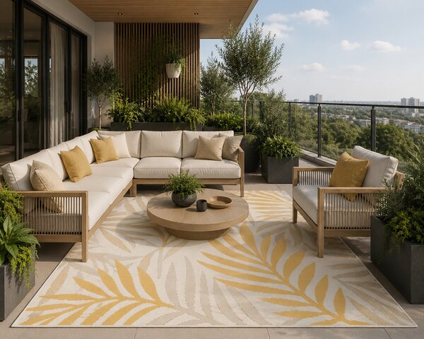 Balta, TRHÁK: Kusový koberec RE_FRESH 37513-657 – na ven i na doma, 120x170, žlutá, chodba / předsíň
