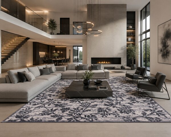 Alfa Carpets, TRHÁK: Kusový koberec Flowers grey, 80x150, šedá, ložnice