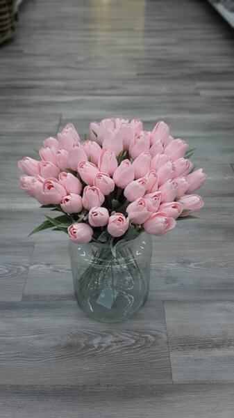 Umělá květina tulipán, barva světle růžová, výška 44 cm