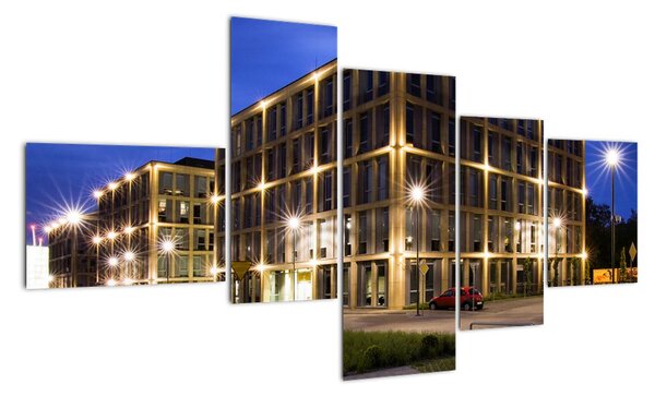Osvětlené budovy - obraz (150x85cm)