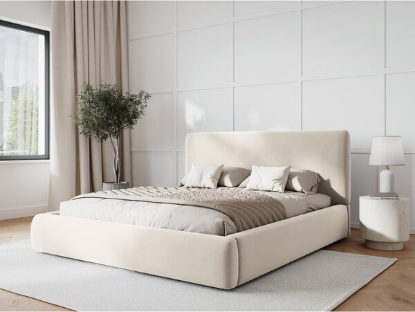 Béžová čalouněná dvoulůžková postel s úložným prostorem s roštem 180x200 cm Colonel – Cosmopolitan Design