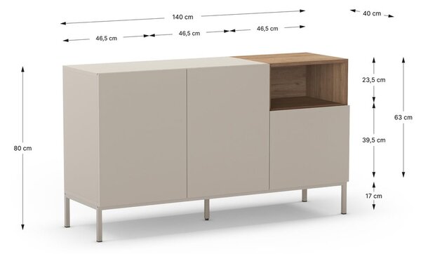 Krémová komoda 140x80 cm Cailin – Marckeric