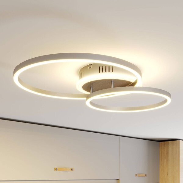 Lindby LED stropní svítidlo Smart Edica, 58 cm, Tuya,, stmívatelný, Hliník / šedá / zinek, Obývací pokoj / jídelna, Hliník, Moderní