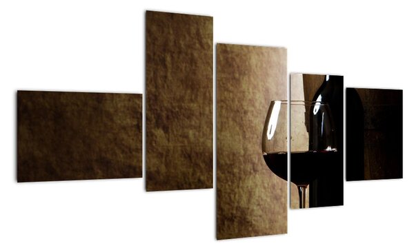 Láhev vína - moderní obraz (150x85cm)
