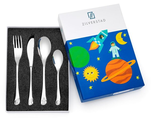 Nerezový dětský příbor ve stříbrné barvě 4 ks Space – Zilverstad