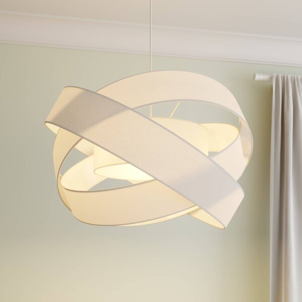 Lindby Závěsná lampa Simaria, bílá, textil, Ø 60 cm, E27, stmívatelný, Bílá / opál, Obývací pokoj / jídelna, Textil / tkanina / hedvábí, Moderní