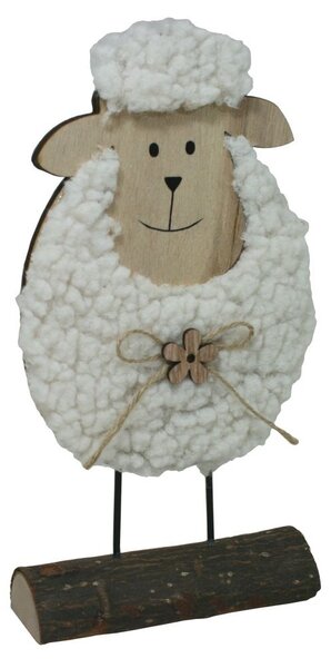 Dekorace ovečka s plyšem a mašlí 21cm