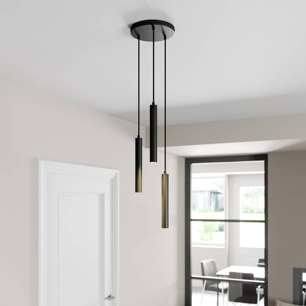 Arcchio Závěsné svítidlo LED Franka, 3 světla, Ø 24 cm, černé, Černá, Obývací pokoj / jídelna, Hliník, Moderní