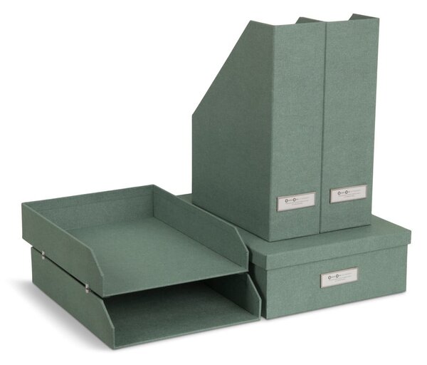 Zelené kartonové organizéry v sadě 5 ks na dokumenty Holger Canvas Paper Laminate – Bigso