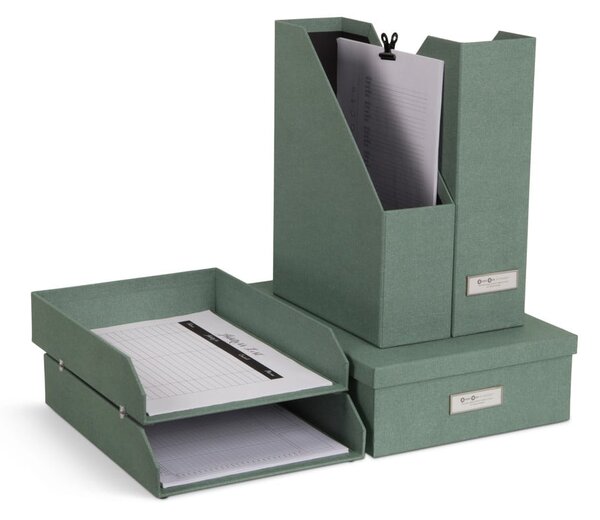 Zelené kartonové organizéry v sadě 5 ks na dokumenty Holger Canvas Paper Laminate – Bigso