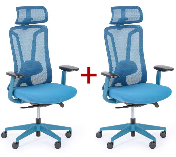 Kancelářská židle MIDA 1+1 ZDARMA, modrá