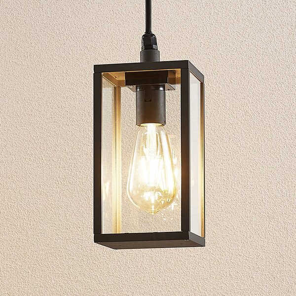 Lindby Venkovní závěsné svítidlo Filimon, antracit, 22 cm, IP44, E27, stmívatelný, Černá, Hliník, Moderní
