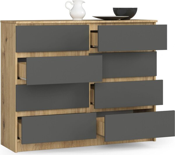 AKORD Furniture Factory OP0LK-120SZ8ARTSZA, Dub, 8 zásuvka/zásuvek, Matný, 16 mm, 51 cm, 400 mm