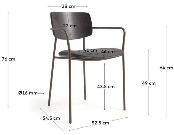 Tmavě hnědá jasanová jídelní židle Kave Home Maureen