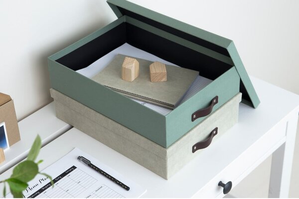 Zelený kartonový organizér na dokumenty Oskar Canvas Paper Laminate – Bigso