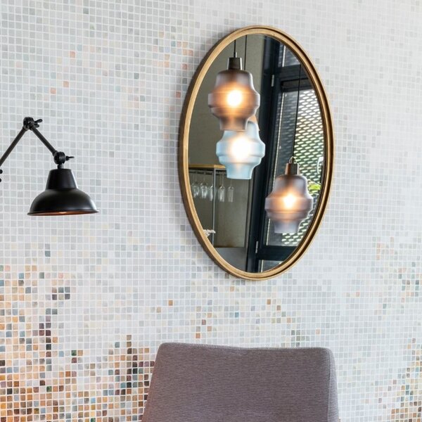 White Label Mosazné oválné závěsné zrcadlo WLL Matz M