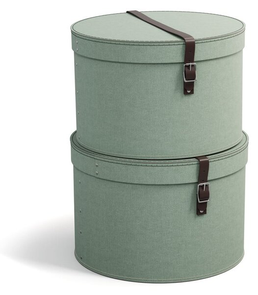 Zelenomodré kartonové úložné boxy v sadě 2 ks s víkem ø 37,5x25,5 cm Rut Canvas Paper Laminate – Bigso