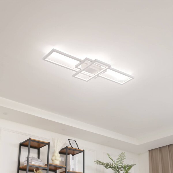 Lindby Poppy LED stropní světlo s funkcí stmívání, stmívatelný, Bílá / opál, Obývací pokoj / jídelna, Hliník, Moderní